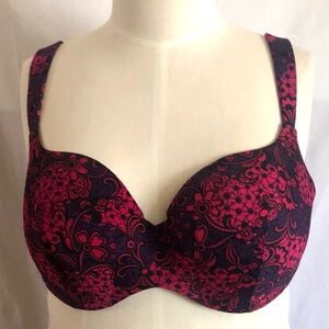 Cacique brassiere pink black floral balconette size 46C